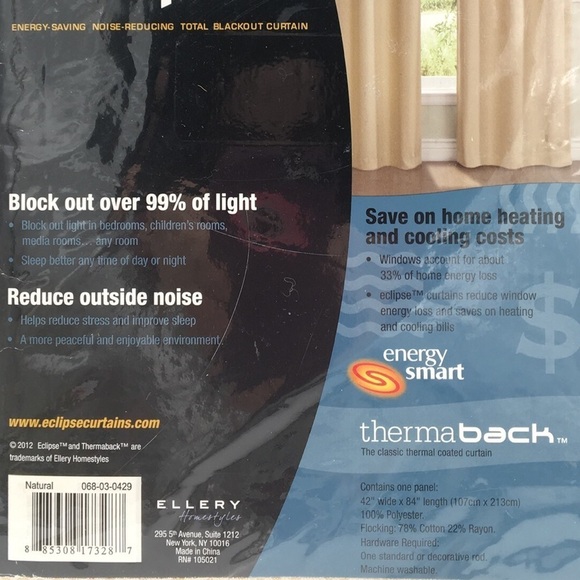 Eclipse Blackout Curtains Tan 42”x 84” - Picture 5 of 6